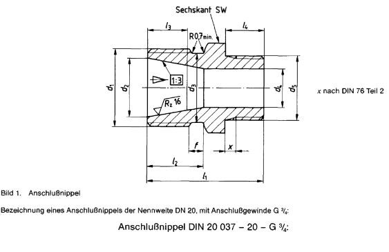 DIN 20037 German adaptor connecting nipple dimension DIN 20037 German adaptor connecting nipple dimension