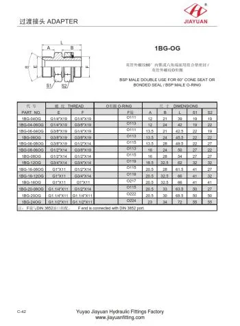 BSP Cone Verstelbare BSP O-ringfittingen
