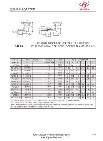 SAE Code 62 Flens elleboog JIC-adapter